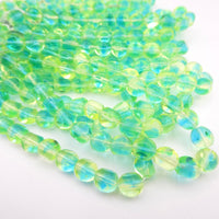 Czech Glass Beveled Round Beads 6mm Green Blue
