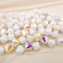 DS & Co Vintage Swarovski Bicone Beads #364 9mm Chalkwhite AB