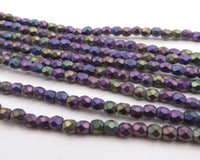 Czech Fire Polish Beads 3mm Matte Purple Iris