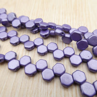 Honeycomb Beads 6mm Metallic Suede Violet