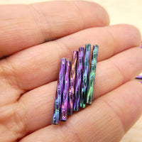 Czech Glass Twisted Bugle Beads 25mm Purple Iris