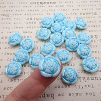 Czech Large Rose Glass Beads 18mm White Blue Lined