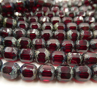 Czech Antique Style Beads 8mm Garnet Picasso