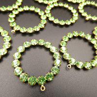 Swarovski Rhinestone Hoop Pendant with loop 30mm Peridot Uranium