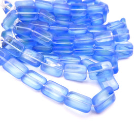Czech Glass Rectangle Beads 12x8mm Blue Lt Green
