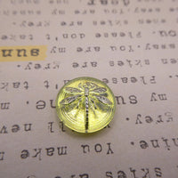 Czech Glass Dragonfly Cabochon 18mm Uranium Yellow Silver Lined