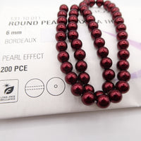 Preciosa Round Pearl Maxima 6mm Pearl Effect Bordeaux