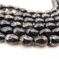 Czech Olive Beads 10x8mm Jet Picasso