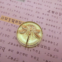 Czech Glass Cabochon with Dragonfly 31.5mm Transparent Yellow Uranium