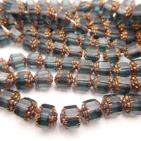 Czech Glass Cathedral Beads 8mm Montana Blue with Copper Finish