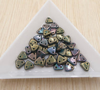 CzechMates Triangle 6mm Persian Turquoise Bronze Picasso