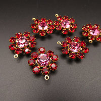 Swarovski Rhinestone Flower Pendant with loop 25mm Siam and Rose