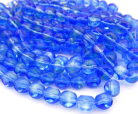 Czech Glass Beveled Round Beads 8mm Blue Lt Green