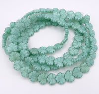 Grape Leaf Pressed Beads 13x11mm Green Opal with Green Lined