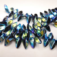 Czech Twist Beads 12x6mm Jet AB