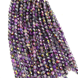 Czech Fire Polish Beads 4mm Crystal Magic Purple