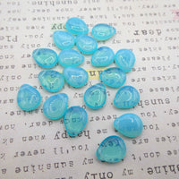 Czech Teardrop Glass Pendant 16x12m Opaline Blue Uranium Glow