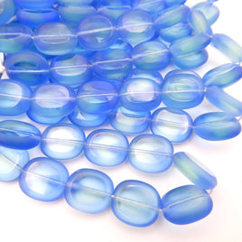 Czech Oval Window Beads 14x12mm Blue Lt Green