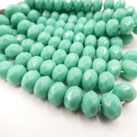 Czech Faceted Rondelle 9x6mm Green Turquoise