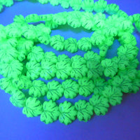 Grape Leaf Pressed Beads 13x11mm Green Opal with Green Lined