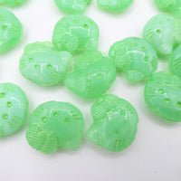 Czech Hello Kitty Glass Beads 19x18mm Opal Green Green Lined