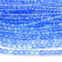 Czech Fire Polish Beads 6mm Blue Lt Green