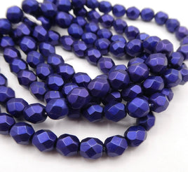 Czech Fire Polish Beads 6mm Metallic Lapis