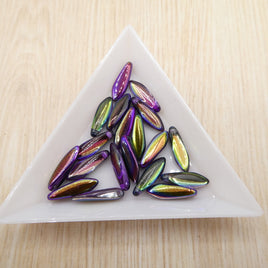 Czech Glass Daggers 16x5mm Crystal Magic Purple