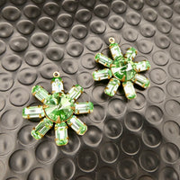 Swarovski Rhinestone Sunburst Pendant with loop 27mm Peridot Uranium