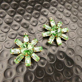 Swarovski Rhinestone Sunburst Pendant with loop 27mm Peridot Uranium