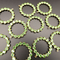 Swarovski Rhinestone Hoop Pendant with loop 30mm Peridot Uranium