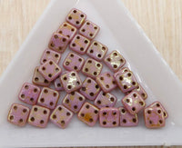 CzechMates Quadratile 6mm Opaque Rose/Gold Topaz