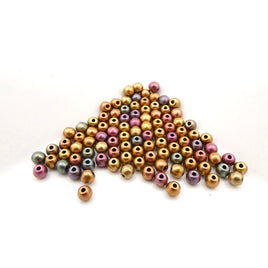 Czech Round Beads 3mm Purple Iris Gold