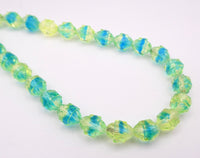 Czech Turbine Glass Beads 10x8mm Green Blue