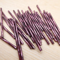 Czech Glass Twisted Bugle Beads 50mm Amethyst with Silver Lining