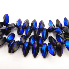 Czech Twist Beads 12x6mm Jet Azuro