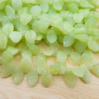 Czech Glass Side Drilled Wavy Leaf Beads 9x14mm Mint Opal