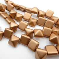 Czech Glass Two Hole Pyramid Beads 12mm Antique Copper