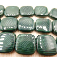 Czech Flat Square shape 16mm Mixed Green & Black