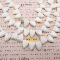 Czech Glass Heart Shape Pressed Uranium Beads 17mm x 13mm Opaline Light Green