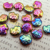 Czech Hello Kitty Glass Beads 19x18mm Crystal Vitex 2X