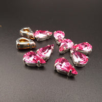 Vintage Swarovski Glass Teardrop in sew on setting 13x8mm Rose
