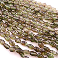 Vintage Czech Funky Oval Glass Beads 15x10mm Uranium Green and Amethyst