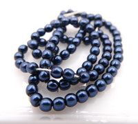 Czech Glass Round Pearl Beads 2mm Navy