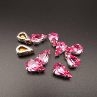 Vintage Swarovski Glass Teardrop in sew on setting 13x8mm Rose