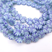 Grape Leaf Pressed Beads 13x11mm Green Opal with Blue Lined