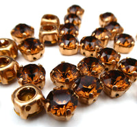 Swarovski 1088 Chaton in setting 34ss (7mm) Smoked Topaz