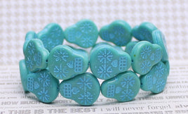 Czech Glass Sugar Skull Beads 20x17mm Turquoise Opaque with Blue Wash