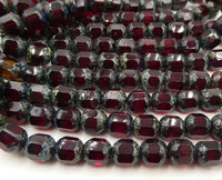 Czech Antique Style Beads 8mm Garnet Picasso