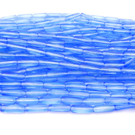 Czech Glass Long Tube Beads 14x4mm Blue Lt Green